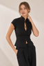 Mockneck Open Back Tie Top