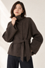 Cocoa Tie-Waist Wool Jacket