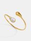 Hayley | Women's Open Cuff Dual End Detail Teardrop Pearl Bangle