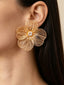 Yaretzi | Women's Floral Stud Oversized Petal Crystal Center Line Detail Earrings