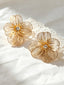 Yaretzi | Women's Floral Stud Oversized Petal Crystal Center Line Detail Earrings