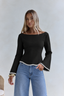 Midnight Laurel Bell Sleeve Top