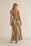 Leopard Halter Backless Maxi Dress