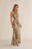 Leopard Halter Backless Maxi Dress