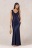 Midnight Bias Satin Maxi Dress