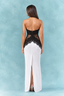 Monochrome Lace Halter Maxi Dress
