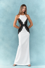 Monochrome Lace Halter Maxi Dress