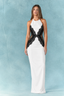 Monochrome Lace Halter Maxi Dress