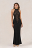 Noir Lace Backless Maxi Dress