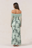 Sage Floral Off-Shoulder Maxi Dress