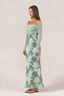 Sage Floral Off-Shoulder Maxi Dress